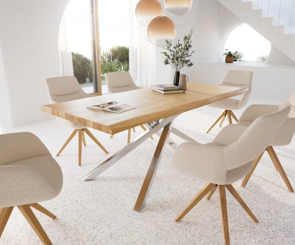 Jídelní stůl Edge 200x100 cm přírodní dubový masiv živý okraj - Image 7