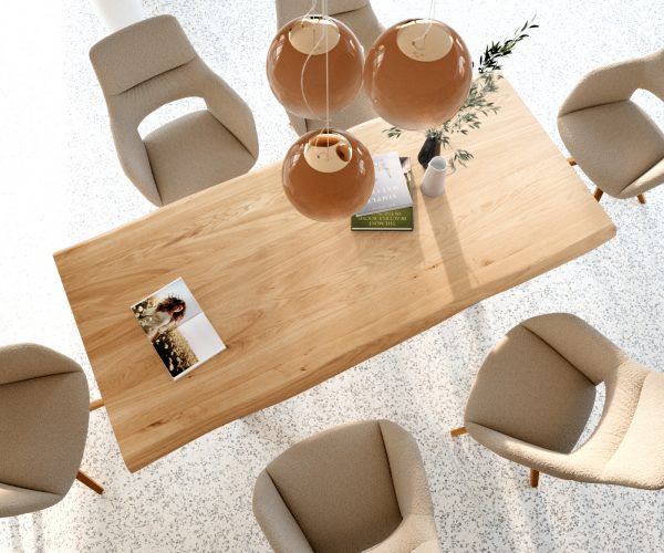 Jídelní stůl Edge 200x100 cm přírodní dubový masiv živý okraj - Image 4