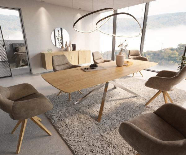 Jídelní stůl Edge 260x100 cm zaoblená přírodní dub švýcarská hrana