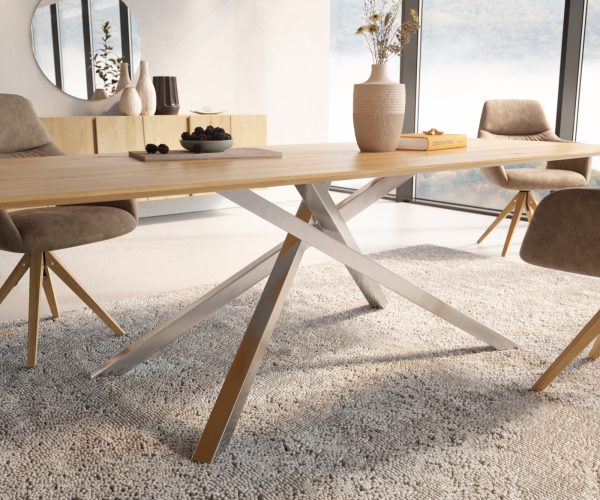 Jídelní stůl Edge 260x100 cm zaoblená přírodní dub švýcarská hrana - Image 5