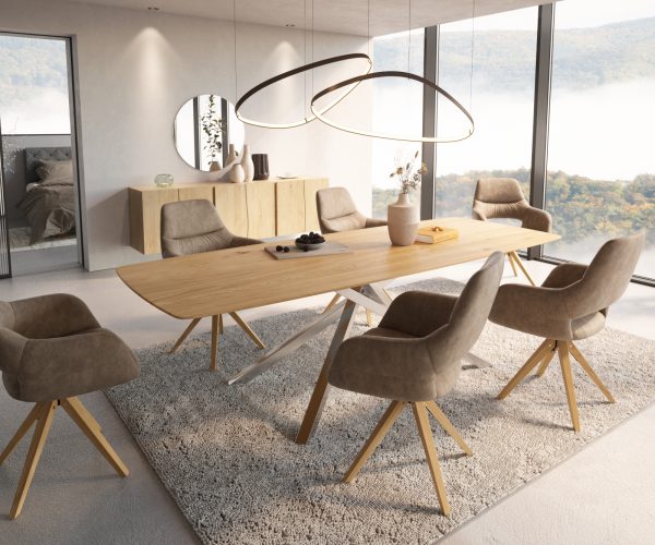 Jídelní stůl Edge 260x100 cm zaoblená přírodní dub švýcarská hrana - Image 8