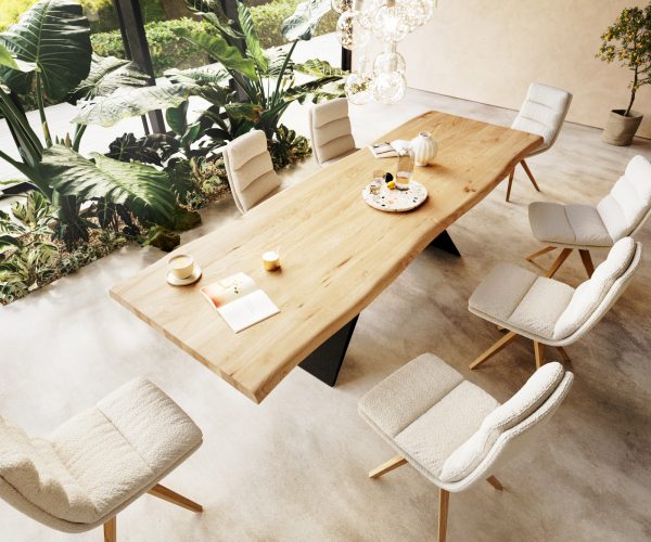 Jídelní stůl Edge 300x100 cm přírodní dubový masiv živý okraj - Image 2