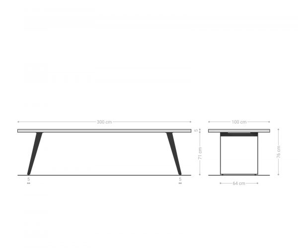 Jídelní stůl Edge 300x100 cm přírodní dubový masiv živý okraj - Image 8
