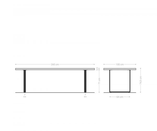 Jídelní stůl Edge 260x100 akácie platinum černý rám s kolečky Live - Image 7