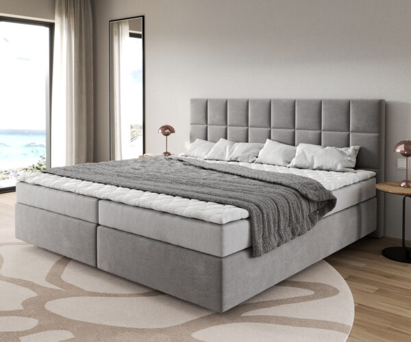 Boxspring postel Dream-Great 200x200 cm mikrovlákno s bonellovou matrací a polyuretanovým topperem Dream-Fine