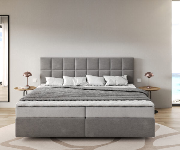 Boxspring postel Dream-Great 200x200 cm mikrovlákno s bonellovou matrací a polyuretanovým topperem Dream-Fine - Image 2