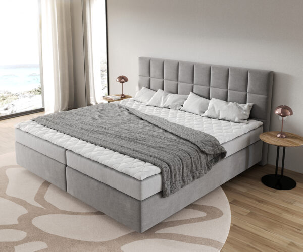 Boxspring postel Dream-Great 200x200 cm mikrovlákno s bonellovou matrací a polyuretanovým topperem Dream-Fine - Image 4