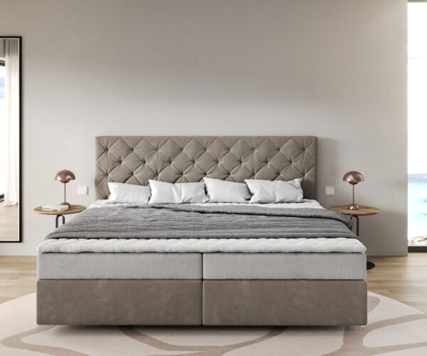 Boxspring postel Dream-Great 200x200 cm mikrovlákno s matrací Bonell a polyuretanovým topperem - Image 2