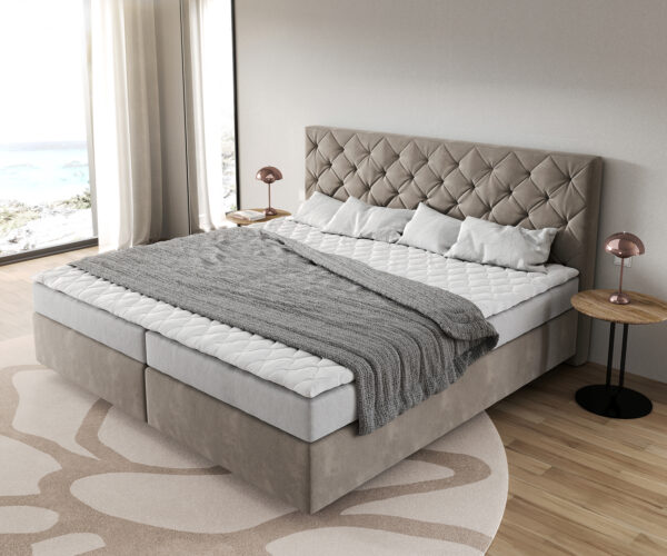 Boxspring postel Dream-Great 200x200 cm mikrovlákno s matrací Bonell a polyuretanovým topperem - Image 4