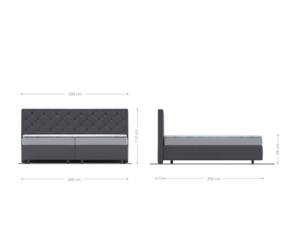 Boxspring postel Dream-Great mikrovlákno šedá 200x200 cm Bonell matrace PU topper - Image 5