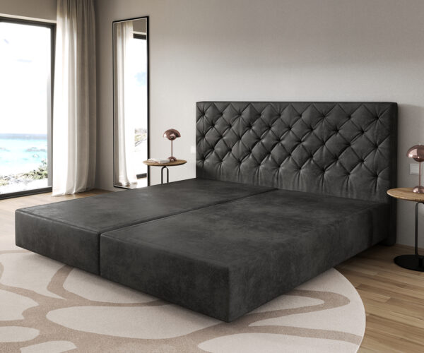 Boxspring postel Dream-Great 200x200 cm mikrovlákno s matrací a topperem