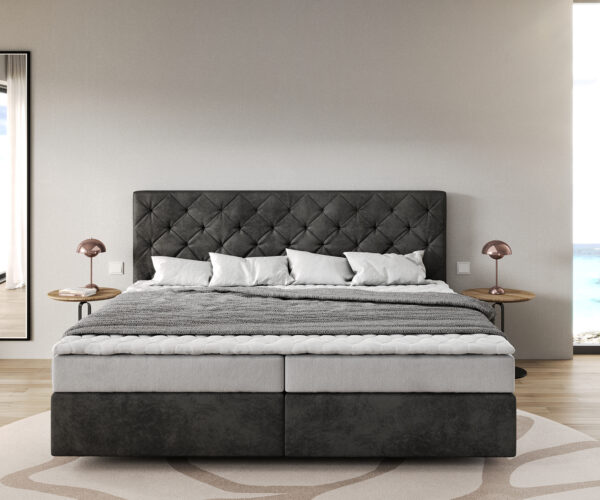Boxspring postel Dream-Great 200x200 cm mikrovlákno s matrací s bonellovým jádrem a polyuretanovým topperem - Image 2