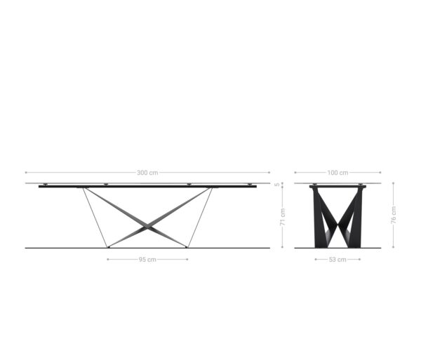 Jídelní stůl Edge keramika Minas Melange bílá-béžová 300x100 Spider plochý kov černý - Image 9