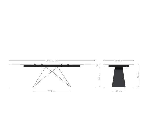 Jídelní stůl Edge keramika Laminam® Nero Greco antracit 200-300x100 V-base kov černý rozkládací - Image 7