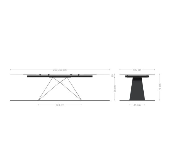 Jídelní stůl Edge keramika Laminam® Noir Desir hnědá 200-300x100 V-noha plochý kov černý rozkládací - Image 10