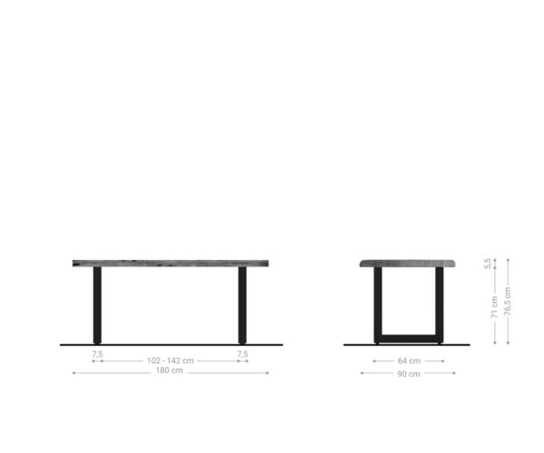 Jídelní stůl Edge 180x90 XL Akácie hnědá Nerezová ocel Široký Live - Image 8