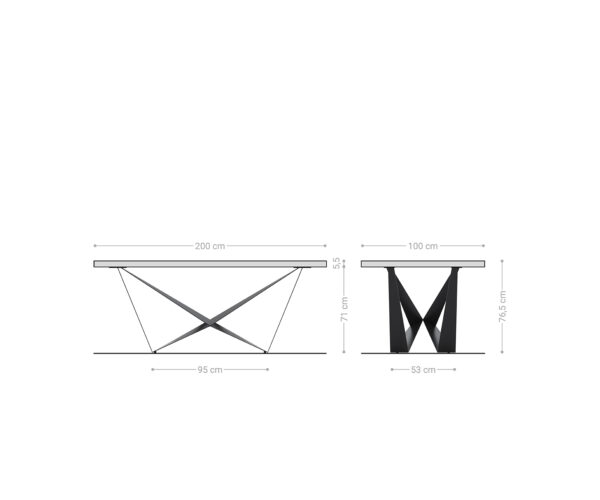 Jídelní stůl Edge 200x100 cm XL akácie hnědá Spider plochý nerezová ocel - Image 7
