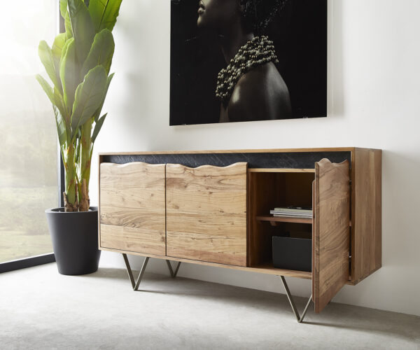 Komoda Stonegrace 147x45 cm akácie natural 3 dveře s přírodním okrajem - Image 5