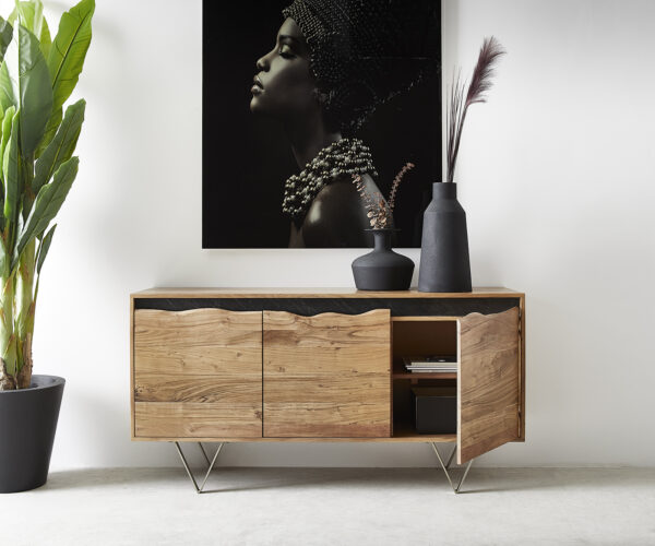 Komoda Stonegrace 147x45 cm akácie natural 3 dveře s přírodním okrajem - Image 4