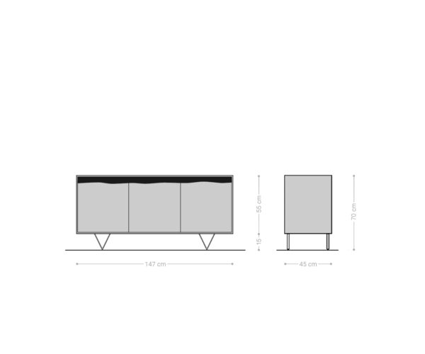 Komoda Stonegrace 147x45 cm akácie natural 3 dveře s přírodním okrajem - Image 7
