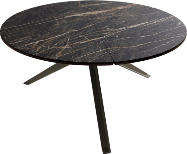 Konferenční stolek Delron 70x70 cm Keramika Laminam® Noir Desir, křížová kovová podnož s titanovým efektem - Image 2
