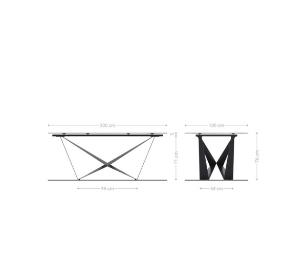 Jídelní stůl Edge keramika Minas Melange bílá-béžová 200x100 Spider plochá nerezová ocel - Image 9