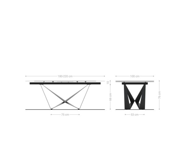 Jídelní stůl Edge keramika Minas Melange bílá-béžová 180x220x100 Spider plochý kov černý rozkládací - Image 10