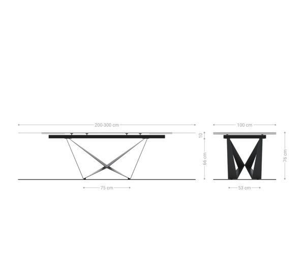 Jídelní stůl Edge keramika Laminam® Nero Greco antracit 200-300x100 spider plochý nerezový rozkládací - Image 7