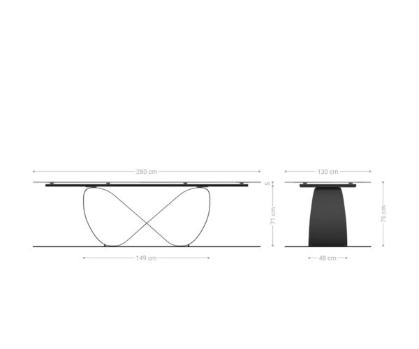 Jídelní stůl Edge oválný keramický Minas Melange bílá-béžová 280x130 nekonečný kovový efekt-úprava titan - Image 8