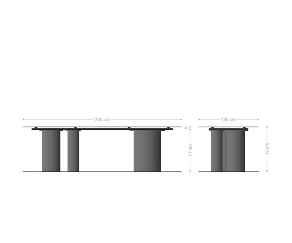 Jídelní stůl Edge oválný keramický Minas Melange bílá-béžová 280x130 trojmetálový efektový povrch titanový - Image 8