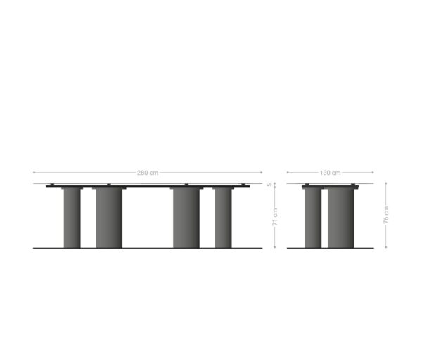 Jídelní stůl Edge oválný keramický Minas Melange bílá-béžová 280x130 pilíř kovový efekt-úprava titan - Image 8