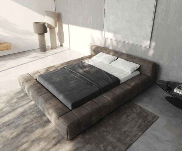 Čalouněná postel Espazio mikrovlákno taupe vintage 140x200 cm s úložným prostorem - Image 2