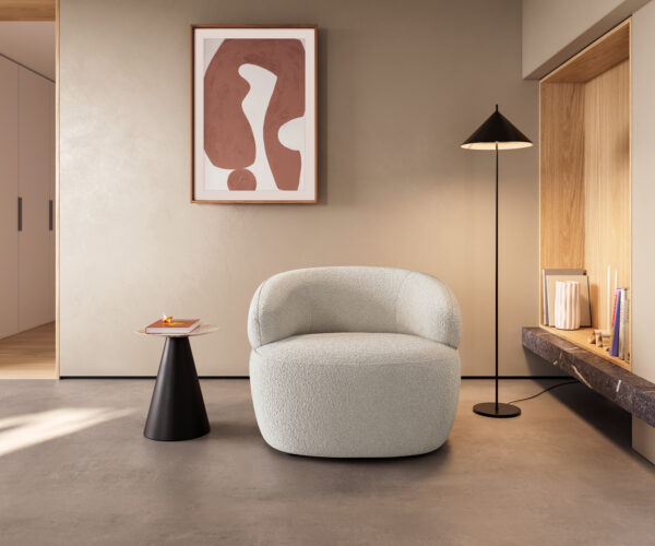 Křeslo Nova bouclé krémově bílá 88x88 cm lounge křeslo - Image 4