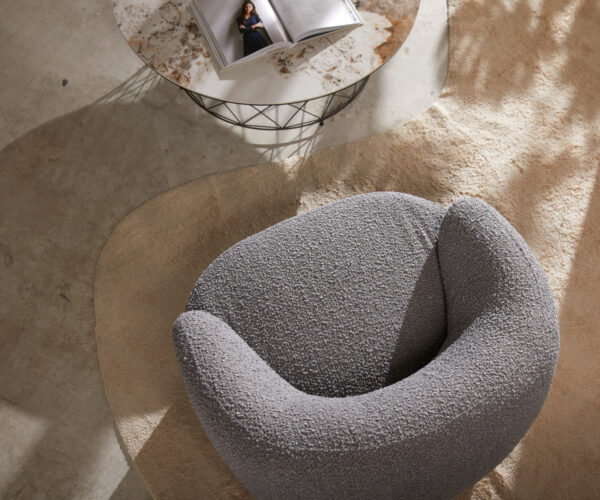 Křeslo Nova bouclé stříbrnošedé 88x88 cm lounge křeslo - Image 3