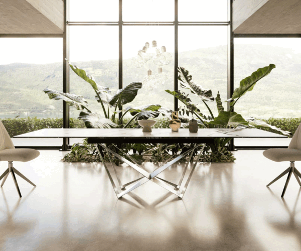 Jídelní stůl Edge keramika Calacatta Luxe bílá-zlatá-šedá 200-300x100 pavouk plochý nerez rozkládací - Image 2