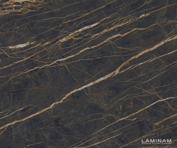 Jídelní stůl Edge keramika Laminam® Noir Desir hnědá 200-300x100 cm, kovová podnož s titanovým efektním povrchem, rozkládací - Image 3