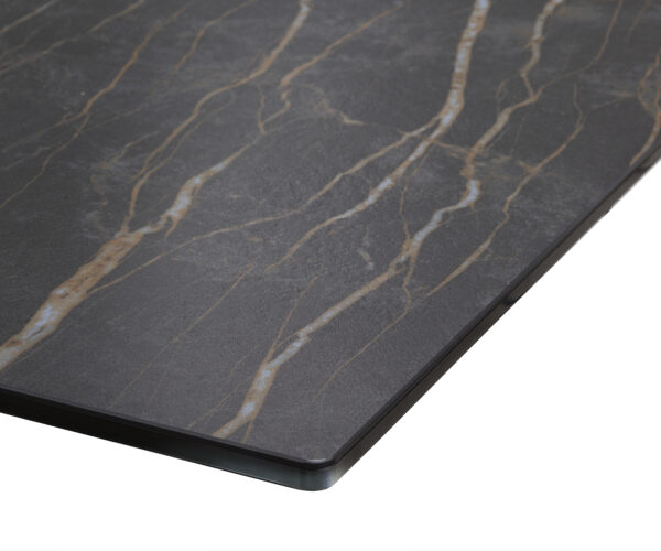 Jídelní stůl Edge keramika Laminam® Noir Desir hnědá 200-300x100 cm, kovová podnož s titanovým efektním povrchem, rozkládací - Image 4