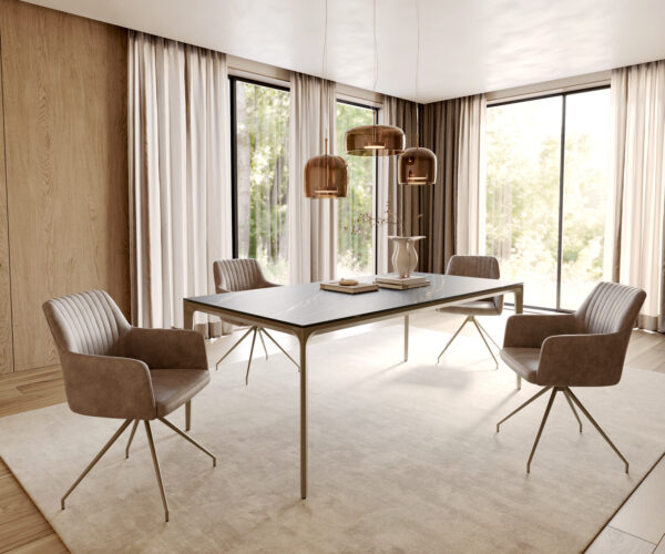 Jídelní stůl Escina 200x100 cm keramika Laminam® Noir Desir hnědý hliník - Image 7