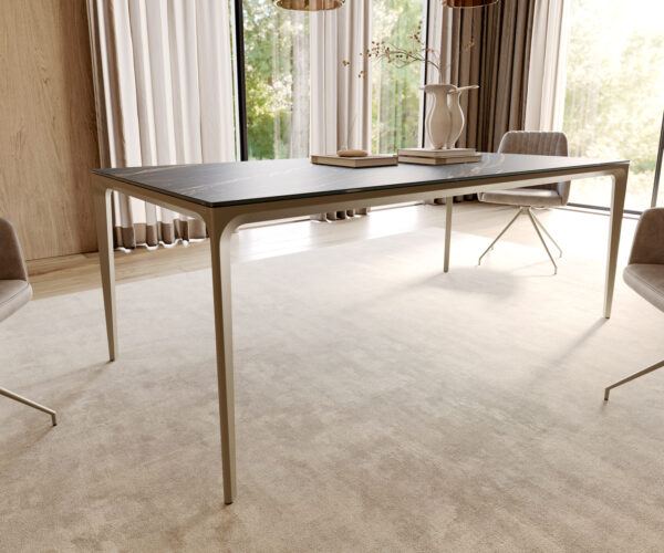 Jídelní stůl Escina 200x100 cm keramika Laminam® Noir Desir hnědý hliník - Image 6