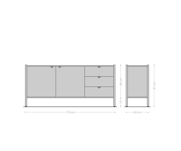 Komoda Caius 175 cm akácie aura 2 dvířka 3 zásuvky - Image 9