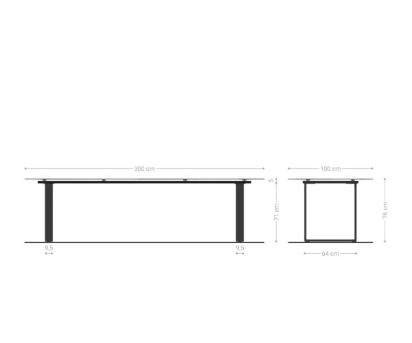 Jídelní stůl Edge keramika Calacatta Luxe bílá-zlatá-šedá 300x100 úzké nohy nerezová ocel - Image 9