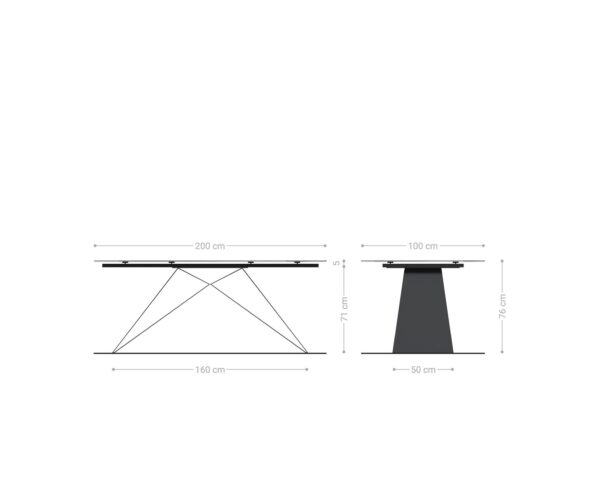 Jídelní stůl Edge lodě tvarovaný keramický Minas Melange bílá-béžová 200x100 v-noha plochý kov černý - Image 8