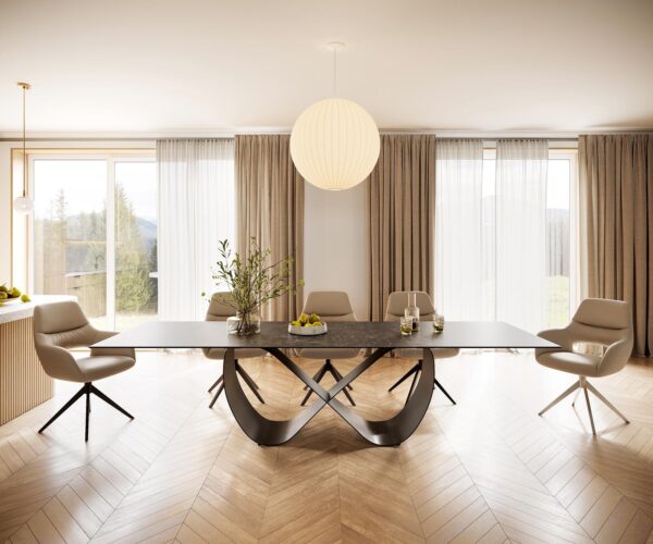 Jídelní stůl Edge keramika Laminam® Nero Greco antracit 300x100 Infinity kov černý - Image 2