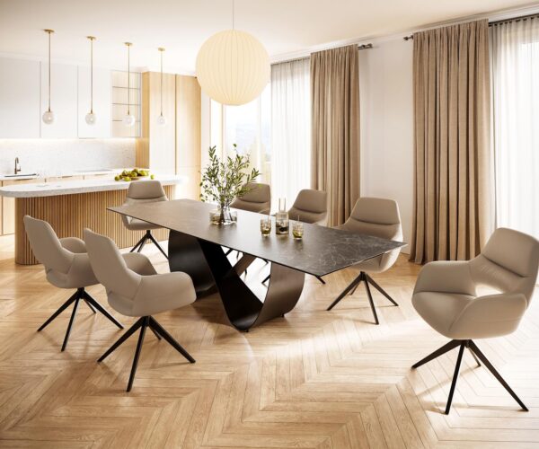 Jídelní stůl Edge keramika Laminam® Nero Greco antracit 300x100 Infinity kov černý - Image 7