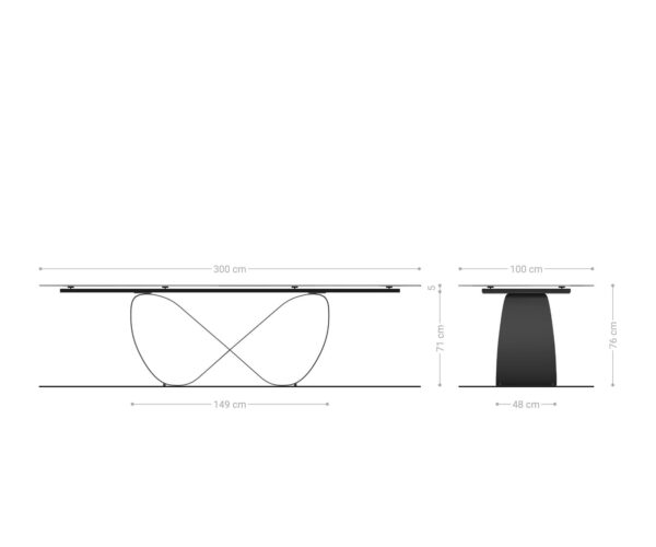 Jídelní stůl Edge keramika Laminam® Nero Greco antracit 300x100 Infinity kov černý - Image 8