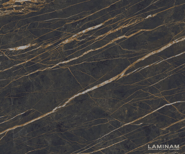 Jídelní stůl Edge keramika Laminam® Noir Desir hnědá 300x100 Infinity s kovovým efektem titanového povrchu - Image 3