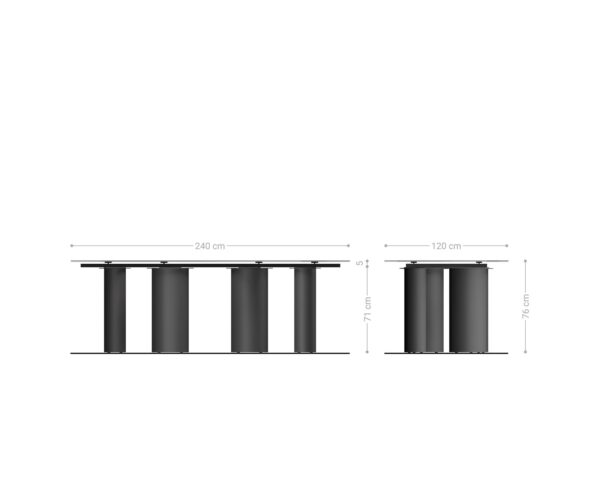 Jídelní stůl Edge lodě tvarovaný keramický Calacatta Luxe bílá-zlatá-šedá 240x120 pilíř kovový efekt titanový - Image 8