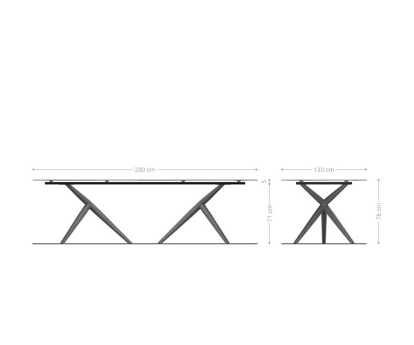 Jídelní stůl Edge oválný keramický Minas Melange bílá-béžová 280x130 Estelar kulatý kovový efektový povrch titanový - Image 8