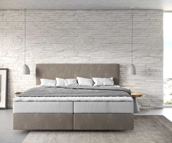 Boxspring postel Dream-Well mikrovlákno béžová 200x200 cm s matrací s jádrem z taštičkových pružin a visco topperem - Image 2