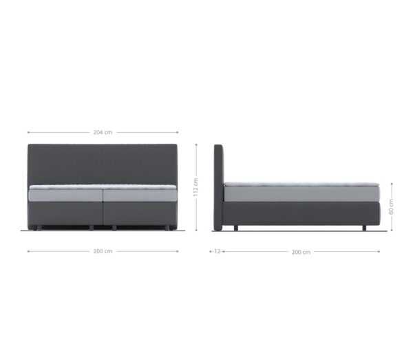 Boxspring postel Dream-Well mikrovlákno šedá 200x200 cm s matrací s jádrem z taštičkových pružin a visco topperem - Image 5